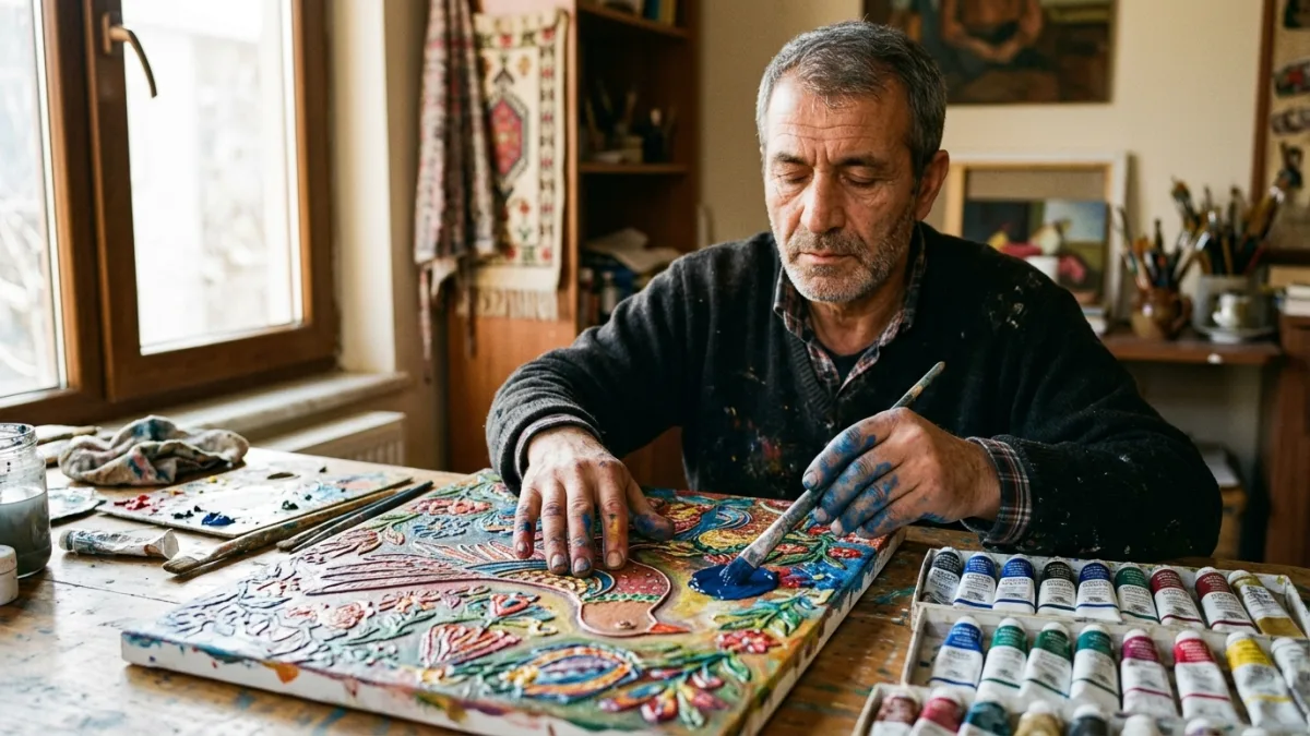 Renkleri Sıraya Dizen Parmaklarıyla Gören Ressam Eşref Armağan